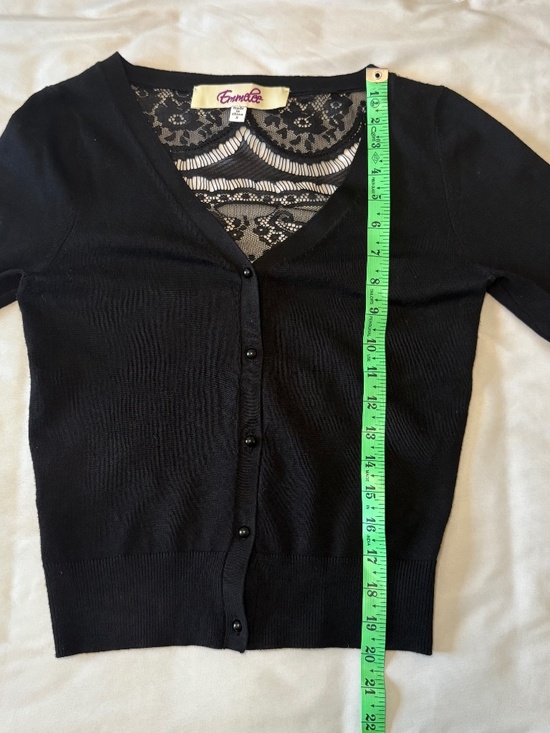 Emmelee Black Cardigan With Lace Back Size Small - Picture 8 of 9